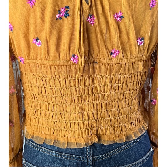 Anthropologie Smocked Tulle Blouse Top MP - Picture 14 of 16